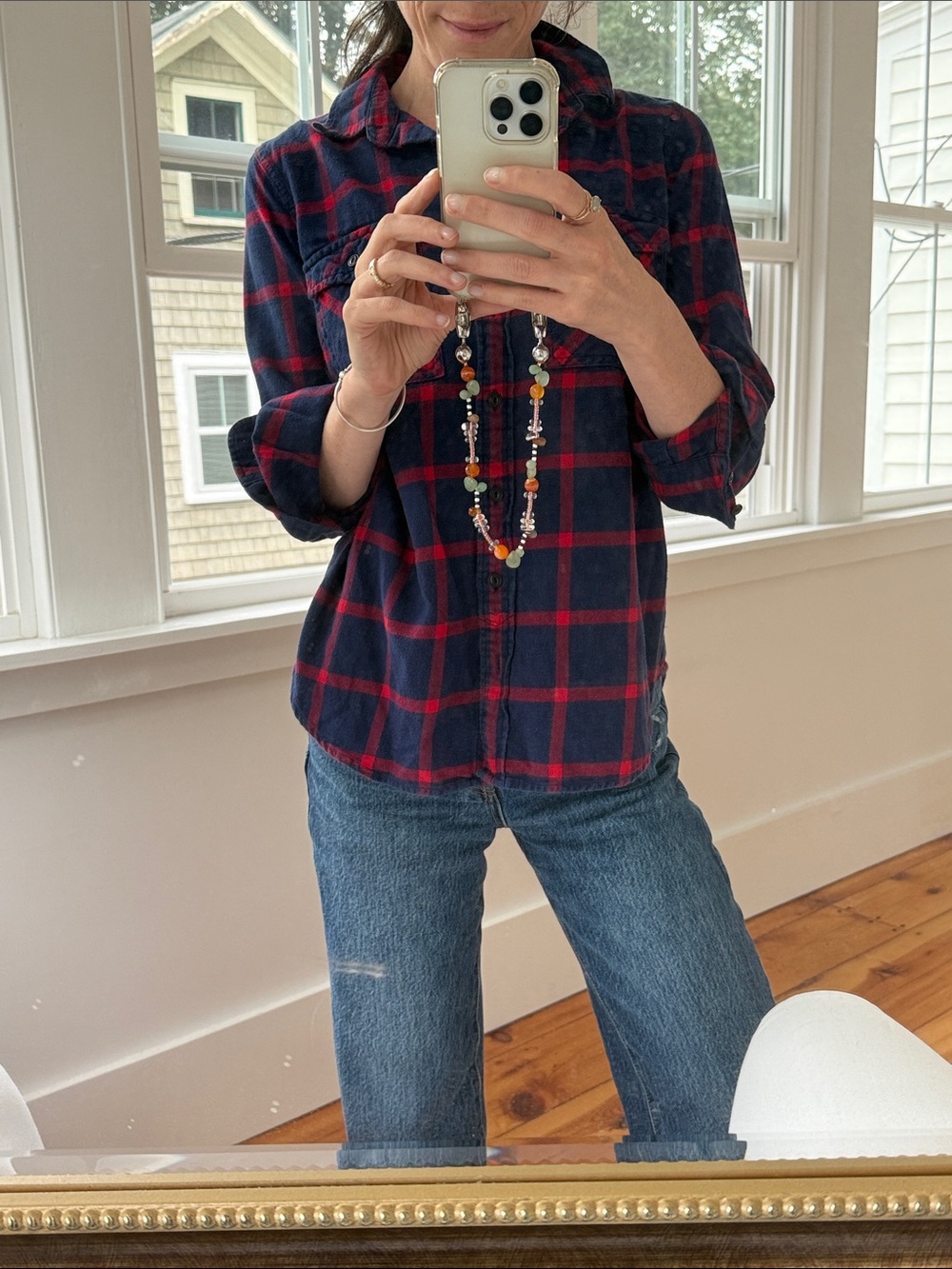 J. Crew 100% Cotton Navy and Red Plaid Button-Down (6)